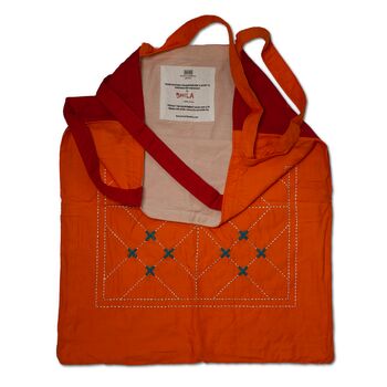 Upcycled Reversible Geometric Red And Orange Tote Bag, 2 of 4