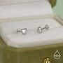 Sterling Silver 5mm Heart 16 G Flat Back Stud Earrings, thumbnail 3 of 11
