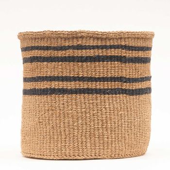 Thin Stripe Charcoal And Natural Storage Basket, 3 of 8
