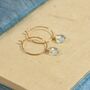 Gold Fill Aquamarine Hoop Earrings, thumbnail 3 of 4