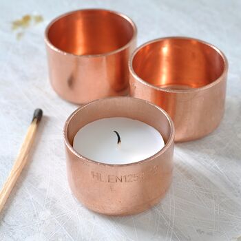 Set Of Three Copper Tea Light Holders, 4 of 4