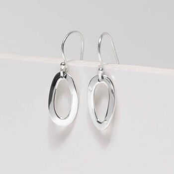 Sterling Silver Oval Ripple Earrings, 8 of 11