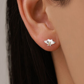 Sterling Silver Moth Stud Earrings, 5 of 11