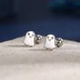 Tiny Little Cute Ghost Screwback Earrings In Sterling Silver, thumbnail 1 of 11