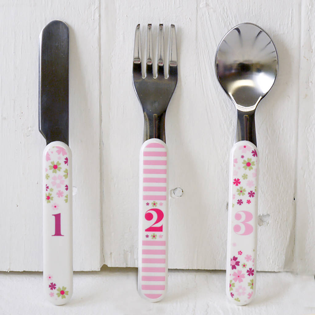 personalised teddy cutlery set