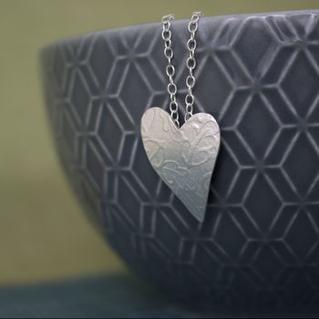 Sterling Silver Watercolour Oak Heart Pendant, 2 of 3