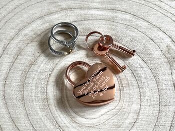 Personalised Rose Gold Heart Padlock Wedding Invite, 3 of 7