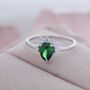 Genuine Pear Cut Emerald Green Cz Crown Ring, thumbnail 6 of 11
