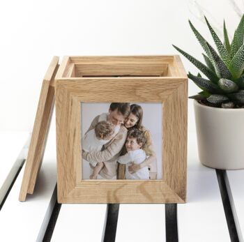 Personalised Oak Wedding Photo Cube, 5 of 7