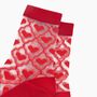Heart Ribbon Combed Cotton Sheer Pop Socks In Red, thumbnail 2 of 4