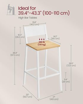 Set Of Two Breakfast Kitchen Bar Stools Counter Chairs, 10 of 12