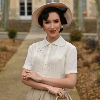Lacey Blouse In Cream Vintage 1940s Style, 2 of 2