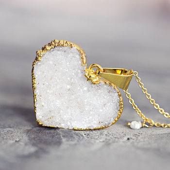 Diamond And Druzy Love Heart Necklace, 7 of 11