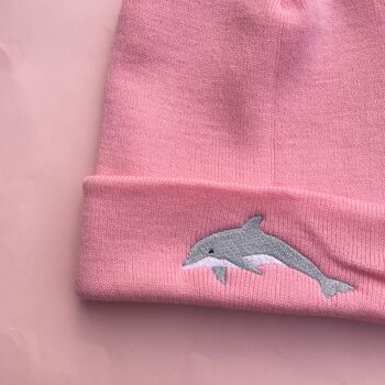 Dolphin Embroidered Beanie Hat, 2 of 3