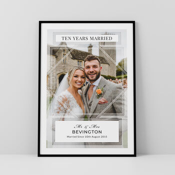 Ten Years Together Couples Photo Print Personalised Anniversary Gift, 3 of 5
