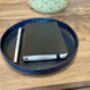 Personalised Dark Blue Round Leather Accessory Tray, thumbnail 4 of 5