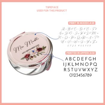 Personalised Burgundy Floral Pocket Mirror, 5 of 5
