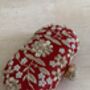 Red Raw Silk Oval Pearl Clutch Bag, thumbnail 7 of 10