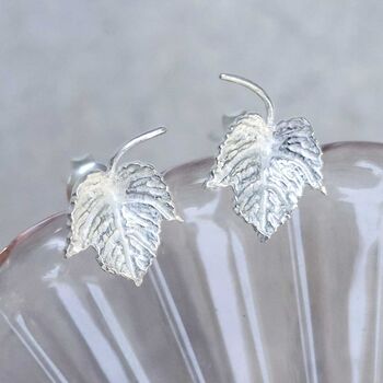 Sterling Silver Ivy Leaf Stud Earrings, 5 of 8