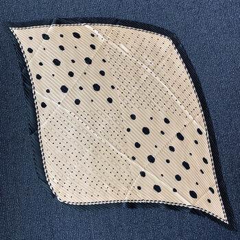 Beige Polka Dot Pleated Silky Scarf, 4 of 4
