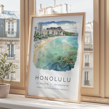 Hawaii Travel Poster For Honolulu Wall Art, 2 of 7