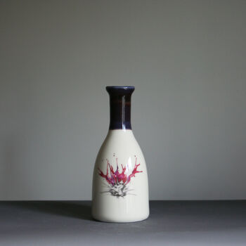 Ceramic Bottle Vase Floral Milk Thistle Design, 3 of 3