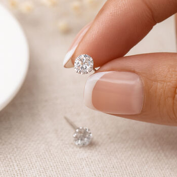 Sterling Silver Cubic Zirconia Micro Stud Earrings – 4mm, 3 of 9