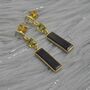 Black Onyx, Peridot, Blue Topaz Earrings, thumbnail 5 of 11