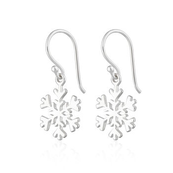 Sterling Silver Snowflake Hook Earrings, 2 of 5
