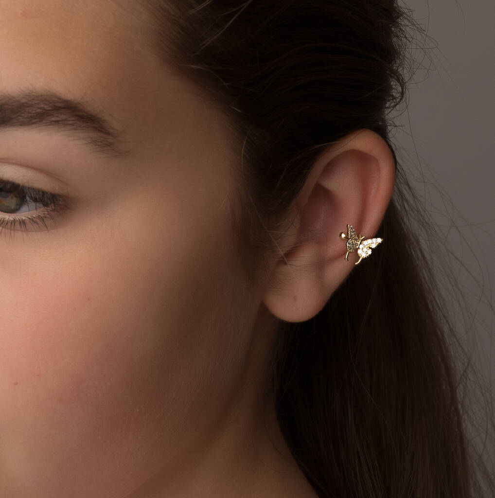 Crystal Butterfly Single Ear Cuff By Attic
