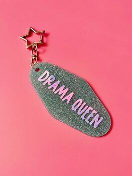 The 'Drama Queen' Motel Keyring — Sparkle Edition / Retro Glitter Key Fob / Funny Gift For Her, 4 of 6