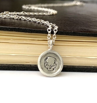 Sterling Silver Mini Angry Skull Charm Necklace, 9 of 12