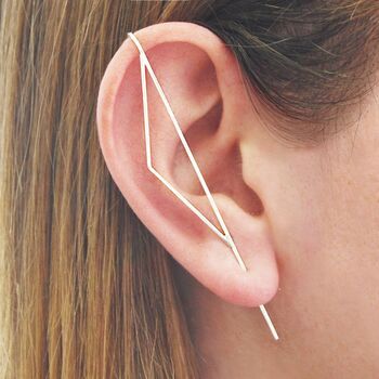 Oxidised Silver Gothic Triangle Ear Climber Earring, 2 of 6