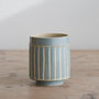 Pale Blue Stripe Short Ceramic Vessel, thumbnail 1 of 3