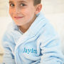Personalised Soft Child's Dressing Gown In Blue, thumbnail 1 of 9