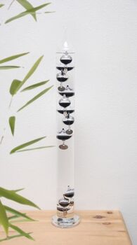 Large 56.5cm Galileo Thermometer 11 Black Glass Bulbs, 2 of 3