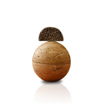 Travertine Sphere With Bronze Crescent Sculpture, 2 of 2