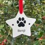 Personalised Dog Christmas Hanging Ceramic Star, thumbnail 1 of 3