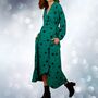 Christmas Party Dress Women's Green Star Print Wrap, thumbnail 1 of 3