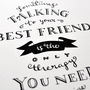 Best Friend Typography Print, thumbnail 3 of 3