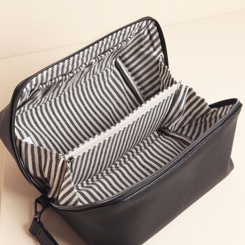 Men's Vegan Leather Wide Open Wash Bag In Black, 3 of 3