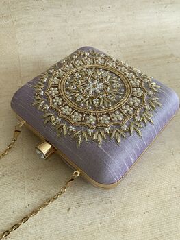 Purple Mandala Design Square Clutch, 7 of 8