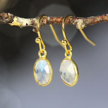 Moonstone Earrings In Gold, June Birthstone Gift, 5 of 9
