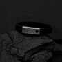 Black Minimalistic Leather Bracelet With Custom Engraving, thumbnail 4 of 8