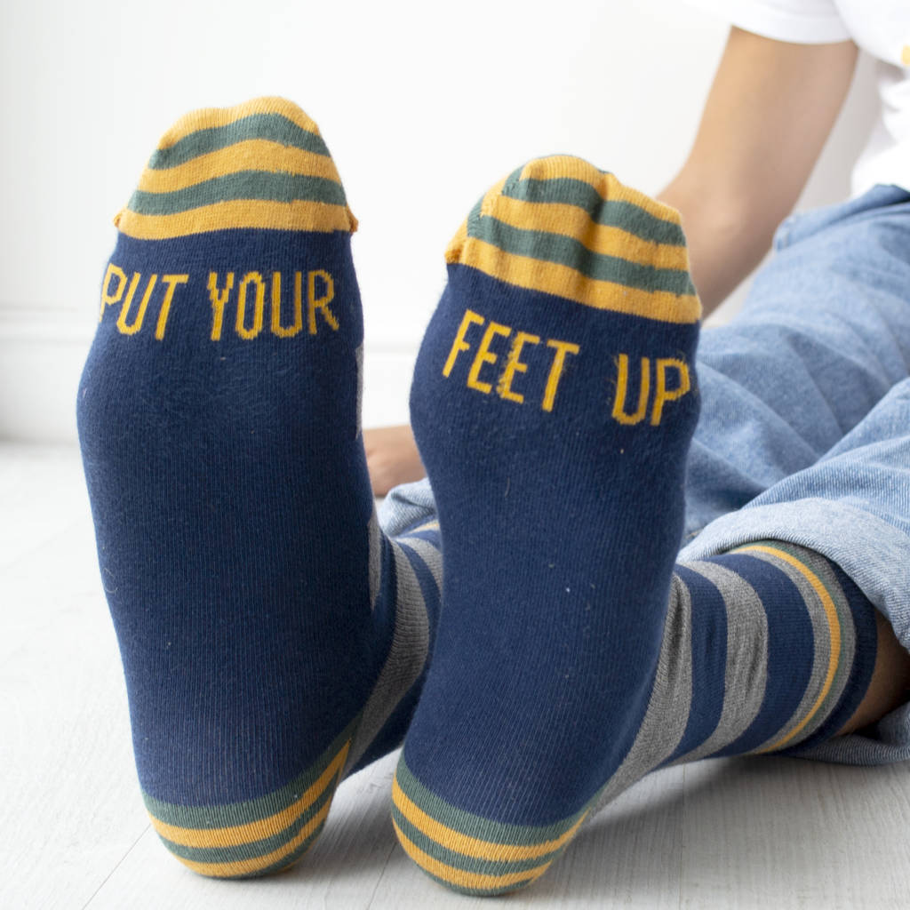 Men's Put Your Feet Up Patterned Slogan Socks By Solesmith ...