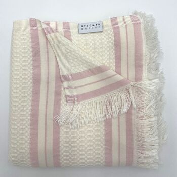 Lipsi Striped Peshtemal Towel Dusty Pink, 7 of 12
