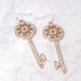 Large Crystal Key Charm Earrings, thumbnail 2 of 2