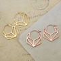 Hexagonal Rose Gold Plated Silver Hoop Earrings, thumbnail 1 of 6
