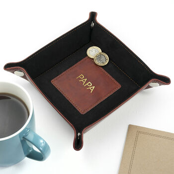 Personalised Men's Luxury Leather Valet Tray, 3 of 4