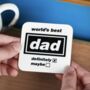 Funny Best Dad Oasis Coaster, thumbnail 1 of 3